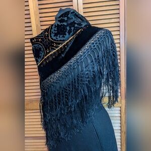 Black Velvety Reversible Shawl
